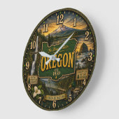 Oregon Beaver State Mountain Coastal Große Wanduhr (Winkel)
