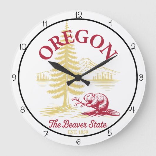 Oregon Beaver State Nature Große Wanduhr (Vorderseite)