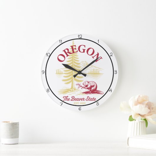 Oregon Beaver State Nature Große Wanduhr (Zuhause)
