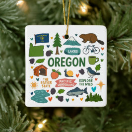 Oregon Benutzerdefinierte Familientrip-Weihnachten Keramikornament