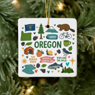 Oregon Benutzerdefinierte Familientrip-Weihnachten Keramikornament