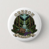 Oregon-Biber-Staat-Wald- und Wasserfall-Emblem Button (Vorderseite)