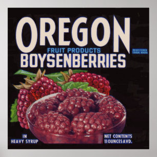 Oregon Boysenberries aus den 40er Jahren Poster