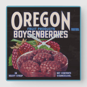 Oregon Boysenberries aus den 40er Jahren Quadratische Wanduhr