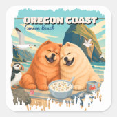 OREGON • Cannon Beach Chow Quadratischer Aufkleber (Vorderseite)