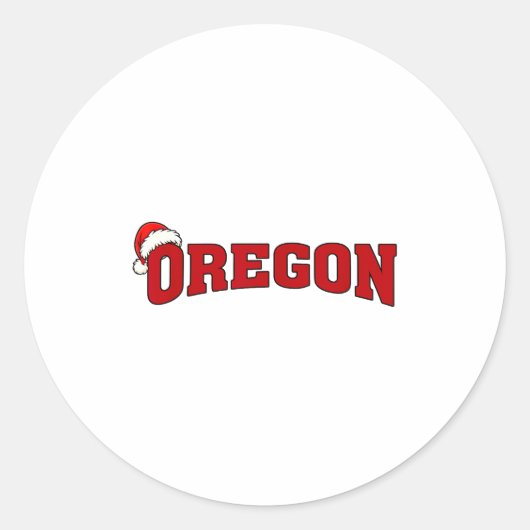 Oregon Christmas Santa Hat Retro Throwback Souveni Runder Aufkleber (Vorderseite)