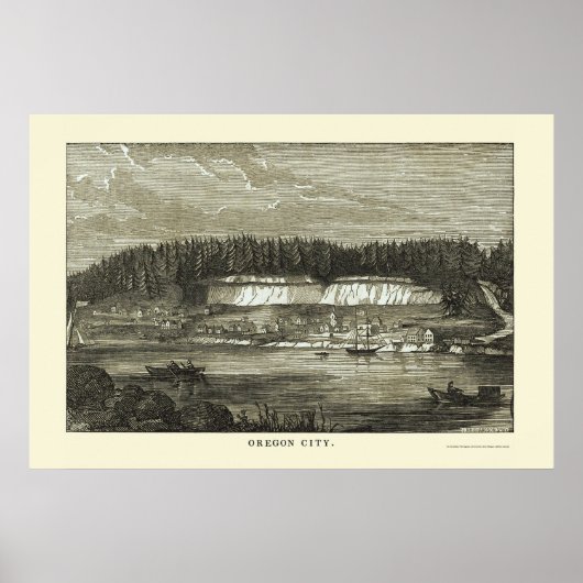 Oregon City, OR Panoramablick - 1850 Poster (Vorne)