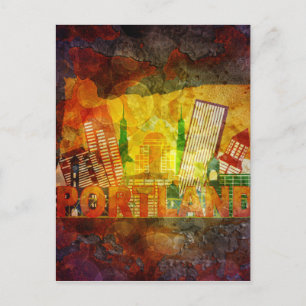 Oregon Cityscape in Map Grunge Hintergrund Illustr Postkarte