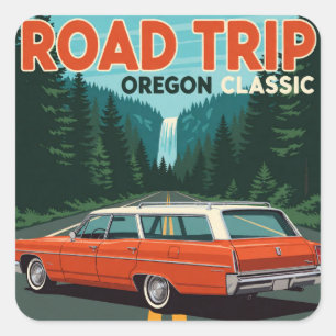 Oregon Classic American Car Quadratischer Aufkleber