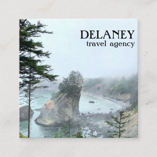 Oregon Coast Foggy Beach Nature Foto Travel Quadratische Visitenkarte (Vorderseite)