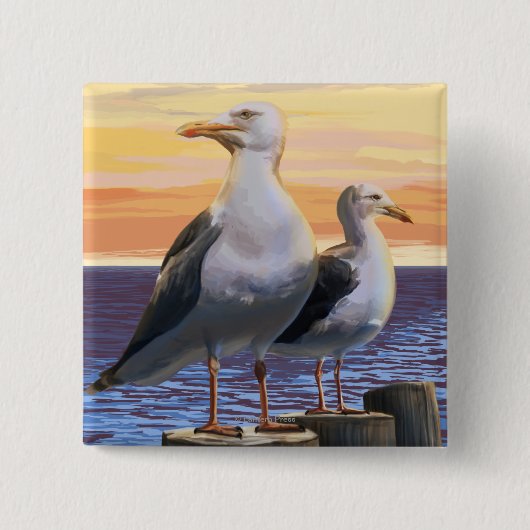 Oregon Coast Sea Gulls Button (Vorderseite)