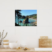 Oregon Coast Sunny Beach Rocks Nature Foto Poster (Küche)