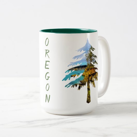 Oregon Coast Tree anpassbar Zweifarbige Tasse (VorderseiteRechts)