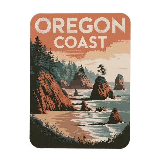 Oregon Coast Vintag Magnet (Vertikal)