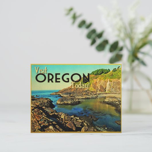 Oregon Coast Vintag Postkarte (Stehend Vorderseite)