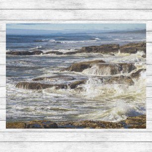 Oregon Coast Waves Rocks and Seafoam in Yachats Seidenpapier