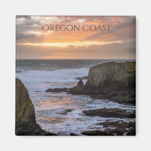 Oregon Coast Yaquina Sunset Ocean Foto Souvenir Magnet (Vorne)