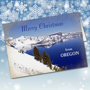 Oregon Crater Lake Weihnachten Gold Glitter Karte