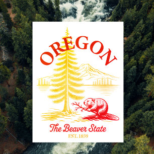 Oregon Der Biberstaat Gegr. 1859 Postkarte