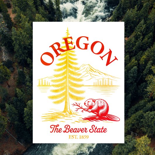 Oregon Der Biberstaat Gegr. 1859 Postkarte