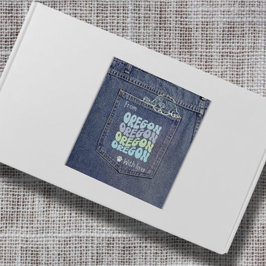 Oregon Dog in Jean Pocket Classic Square Sticker