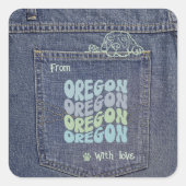 Oregon Dog in Jean Pocket Classic Square Sticker (Vorderseite)