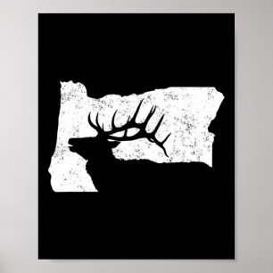 Oregon Elk Junting Shirt - Bulllek Staat Form Poster