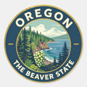 OREGON Emblem des pazifischen Nordwestens Erbe Runder Aufkleber