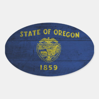 Oregon-Fahne aus Holz; Ovaler Aufkleber