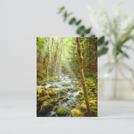 Oregon Fantasy Forest Stream Postkarte (Stehend Vorderseite)