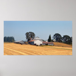 Oregon Farm und geerntetes Weizenfeld Poster