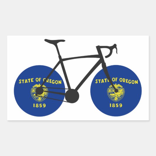 Oregon Flag Cycling Rechteckiger Aufkleber (Vorderseite)
