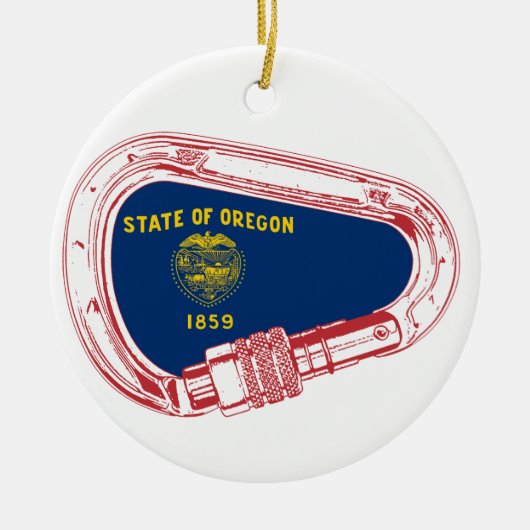 Oregon Flag Klettersteig Carabiner Keramik Ornament (Vorne)