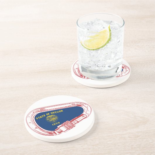 Oregon Flag Klettersteig Carabiner Sandstein Untersetzer (Seite)