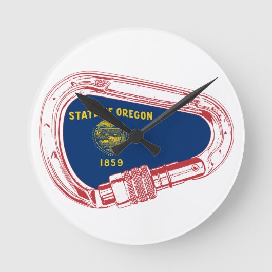 Oregon Flag Klettersteig Karabiner Runde Wanduhr (Vorderseite)