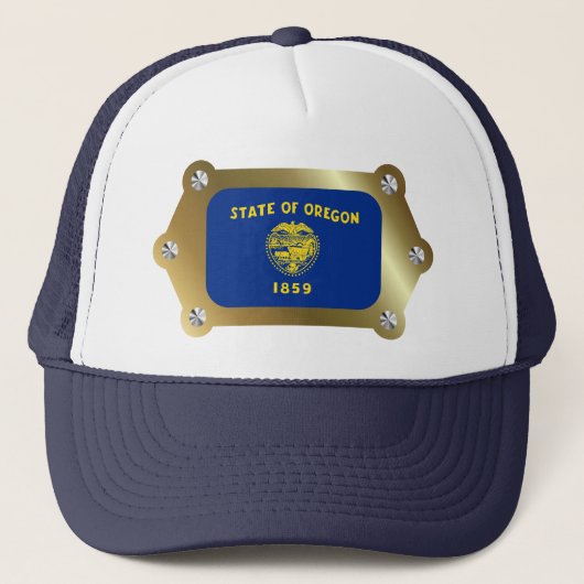 Oregon gerahmt Flag Hat Truckerkappe (Vorderseite)