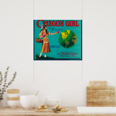 Oregon Girl Apple Crate LabelElgin, OR Poster (Küche)