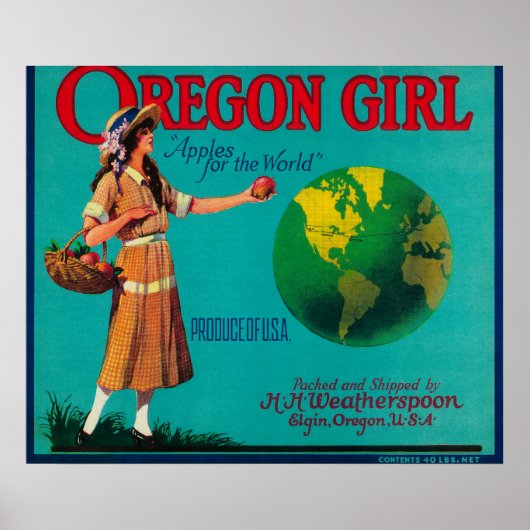 Oregon Girl Apple Crate LabelElgin, OR Poster (Vorne)