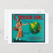 Oregon Girl Apple Crate LabelElgin, OR Postkarte (Vorne/Hinten)