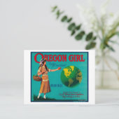 Oregon Girl Apple Crate LabelElgin, OR Postkarte (Stehend Vorderseite)