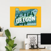 Oregon Illustrated Map Poster (Heimbüro)