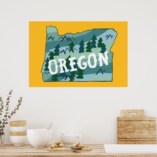 Oregon Illustrated Map Poster (Küche)