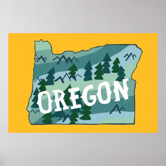 Oregon Illustrated Map Poster (Vorne)