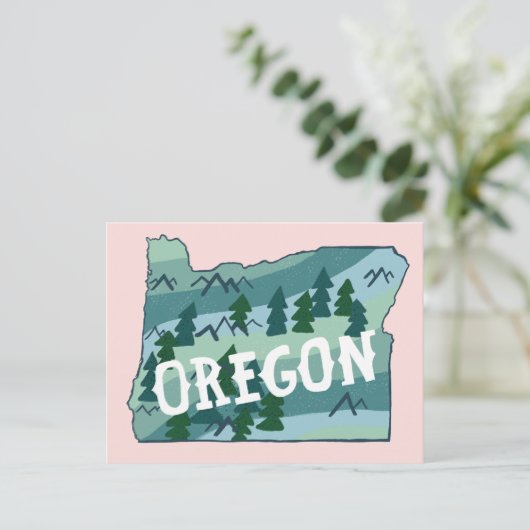 Oregon Illustriert Map Postkarte (Stehend Vorderseite)