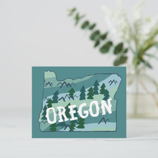 Oregon Illustriert Map Postkarte (Stehend Vorderseite)