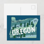 Oregon Illustriert Map Postkarte (Vorne/Hinten)