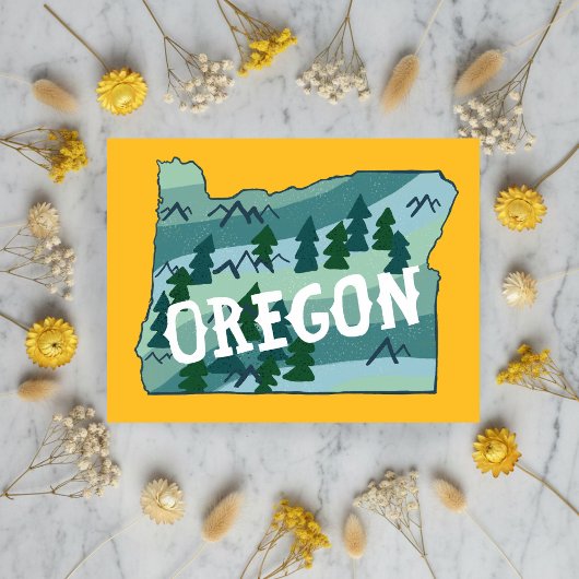 Oregon Illustriert Map Postkarte