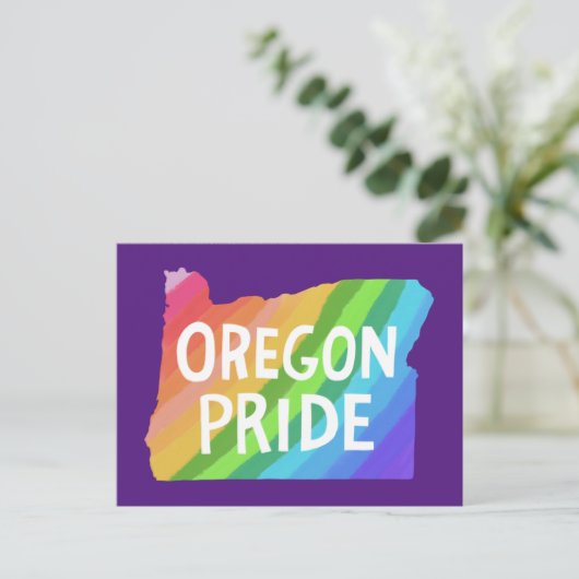 Oregon Illustriert Map PRIDE RAINBOW Postkarte (Stehend Vorderseite)