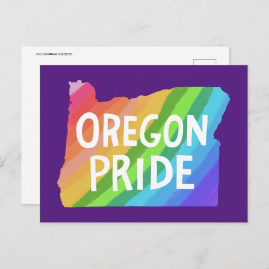 Oregon Illustriert Map PRIDE RAINBOW Postkarte (Vorne/Hinten)