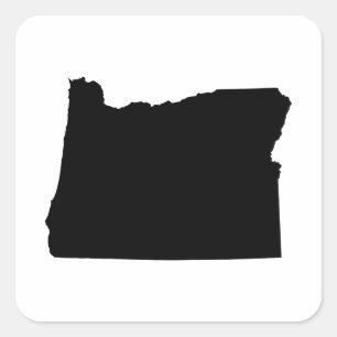 Oregon in Schwarz und Weiß Quadratischer Aufkleber